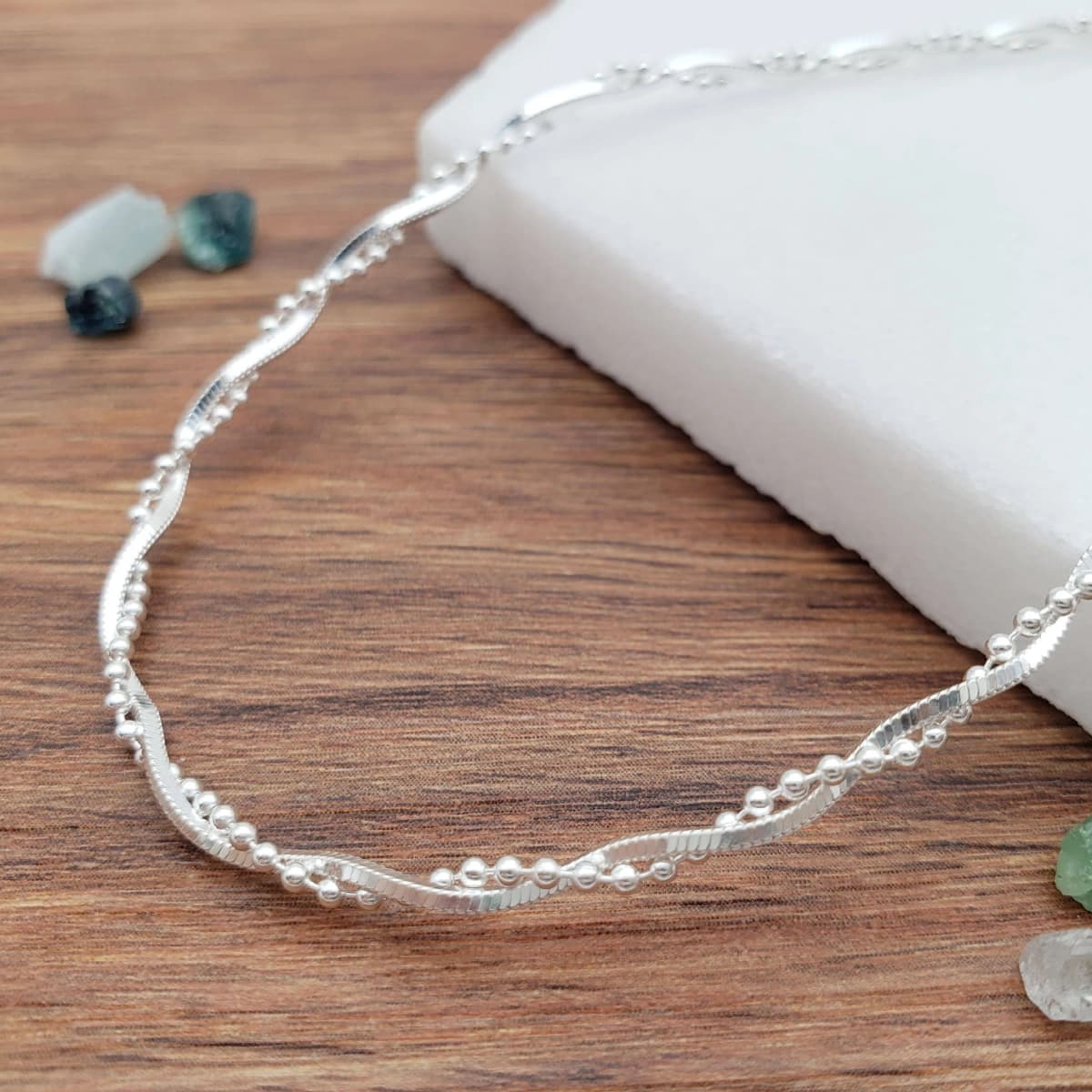 Main listing image for Twisted Chain Anklet | .925 Sterling Silver (9.5" and 10.5"+ 1" extension (adjustable) lengths)