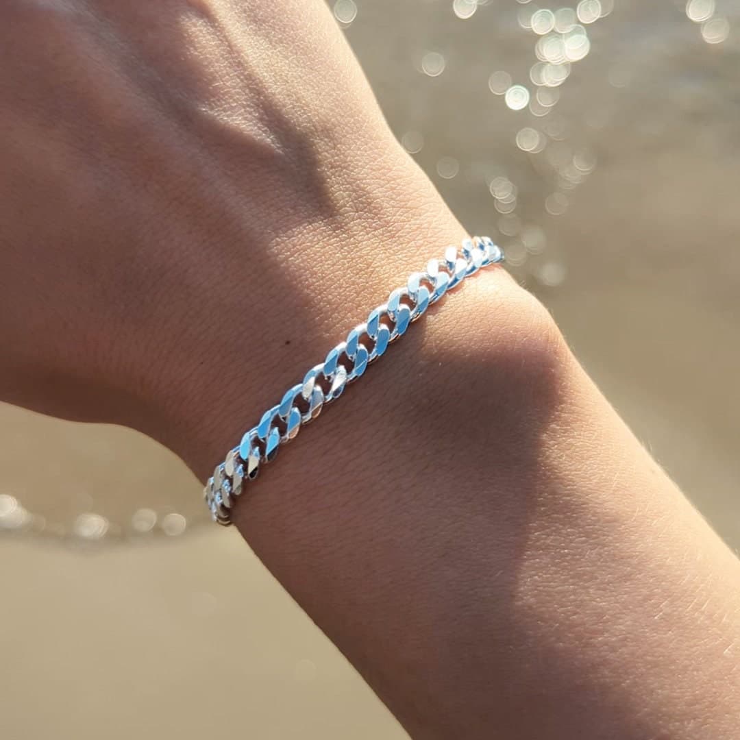 Main listing image for 5.6mm Curb Chain Bracelet | .925 Sterling Silver (6.5", 7", 7.5", 8" + 8.5" lengths)